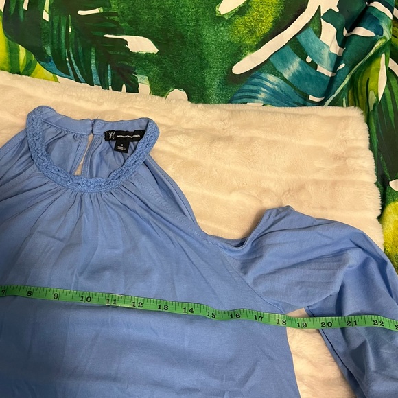 INC International Concepts Small Sky Blue Halter Cold Shoulder Casual Office Top - Picture 6 of 9